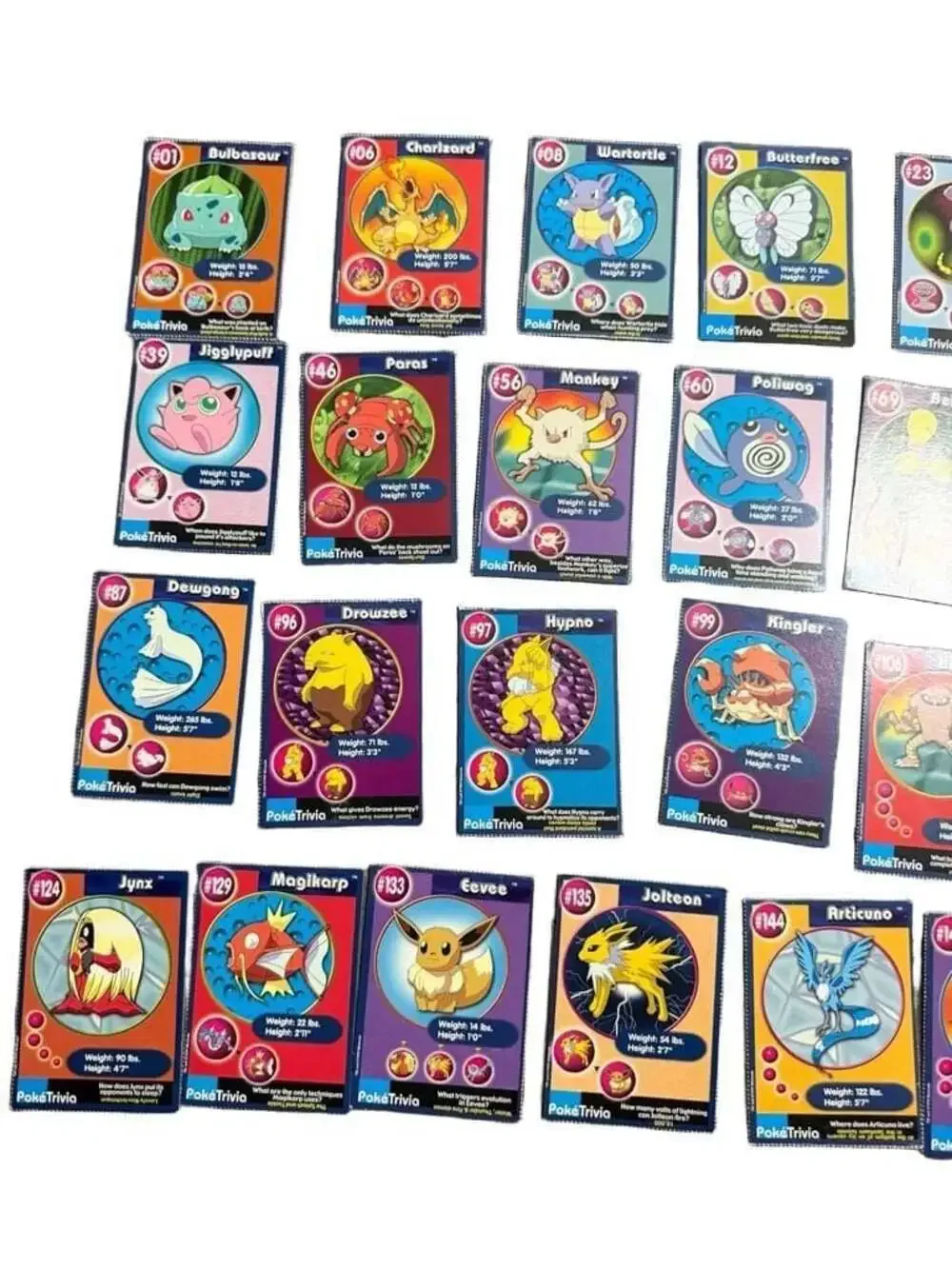 Vintage 1999 Burger King Pokemon The First Movie Trading Cards PokeTrivia Bundle